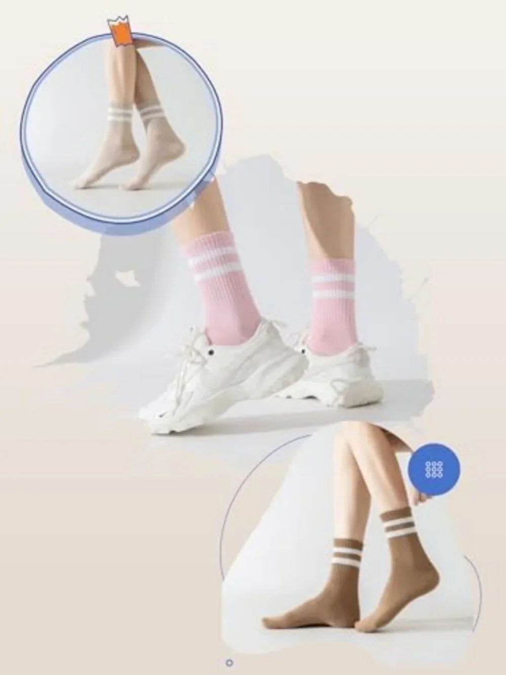 Cozy Cotton Striped Crew Socks for Women, 4 Pairs, Fits Sizes 5-10, Soft